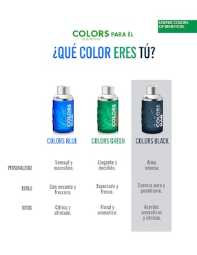 Eau de toilette Benetton Colors Black para hombre