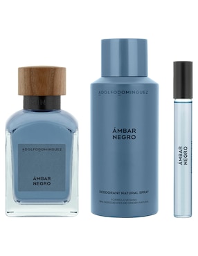 Set Eau de toilette Adolfo Dominguez Ámbar Negro para hombre